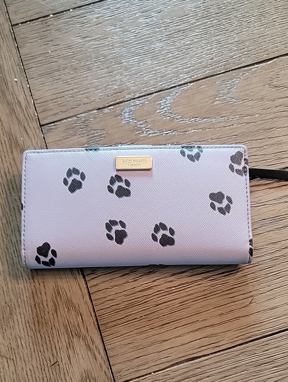 kate spade RARE Lilac Wallet with Black Paw Print and Gold Plaque - Picture 3 of 15